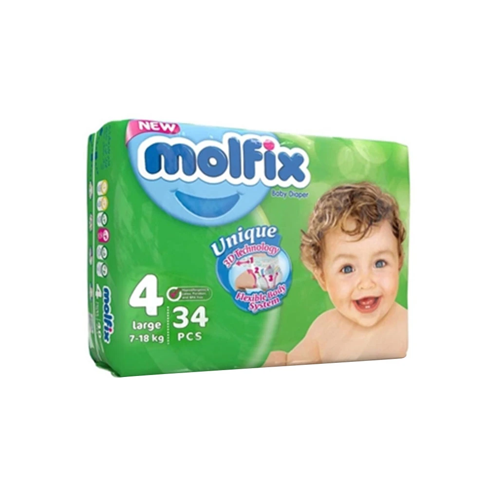 تصویر  پوشک بچه مولفیکس سایز 4 بسته 34عددی