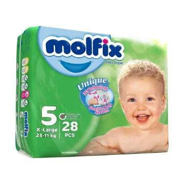 تصویر  پوشک بچه مولفیکس سایز 5 بسته 28 عددی