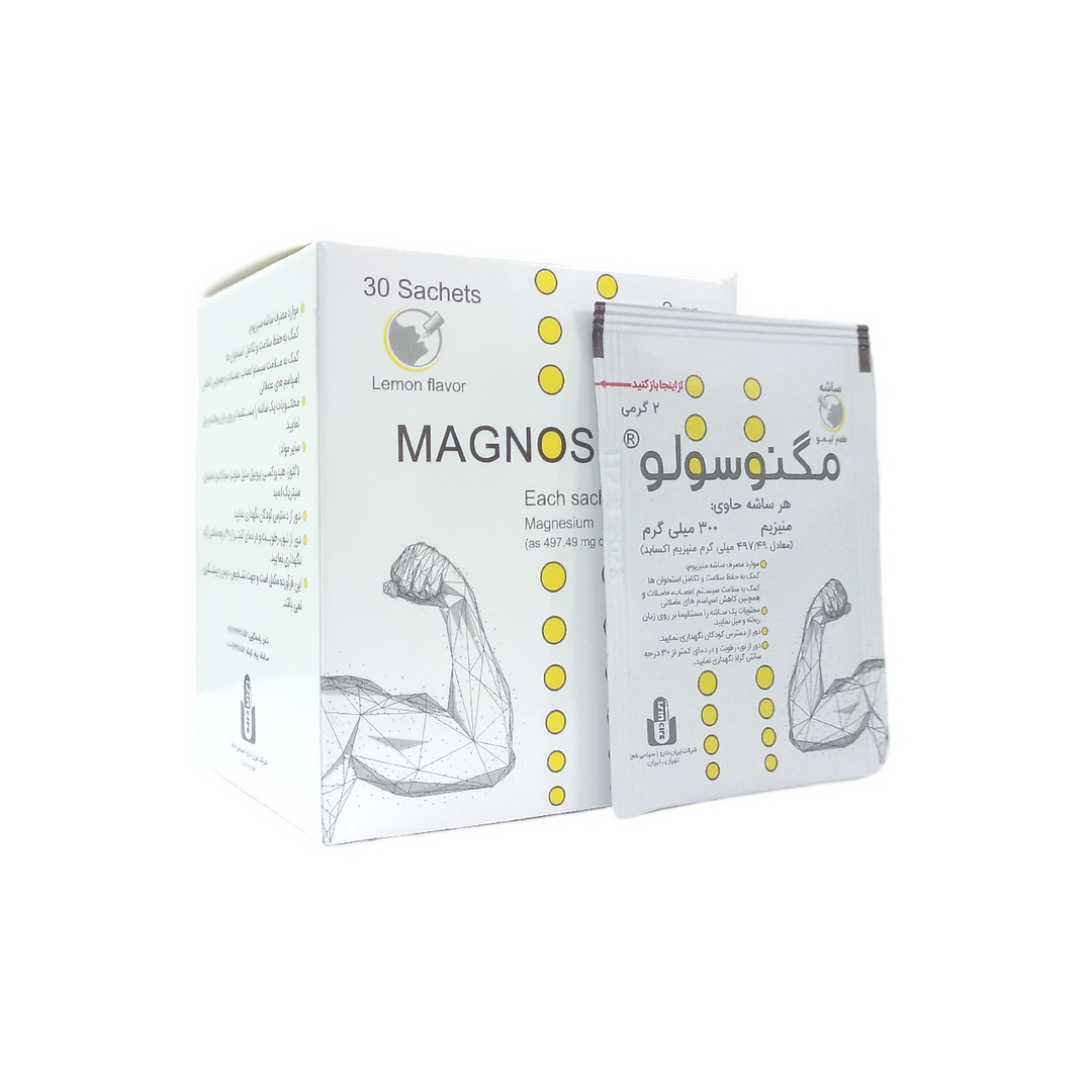 ساشه منیزیم مگنوسولو 300 میلی گرم ایران دارو - 30 عددی