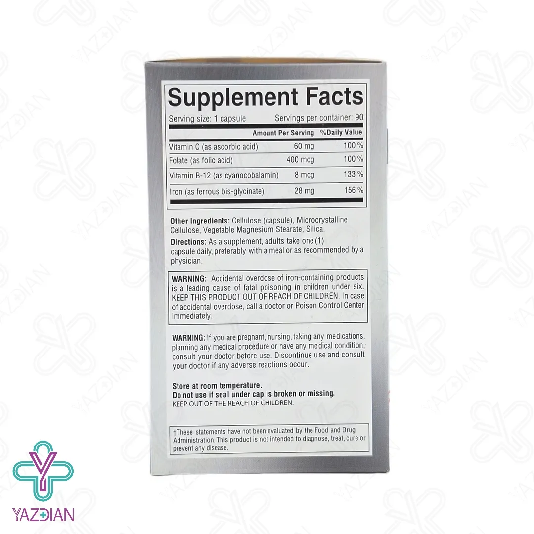  کپسول آهن فروس بیس گلیسینات ان اف نیچرفیت - 90 عددی