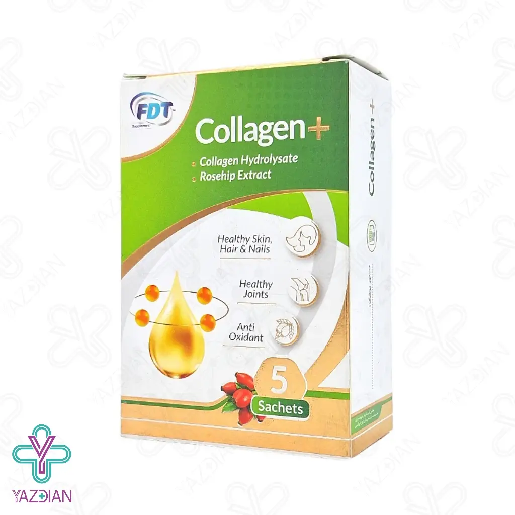 ساشه کلاژن پلاس تقویت پوست مو و ناخن فرنوش دارو طب - 5 عددی	