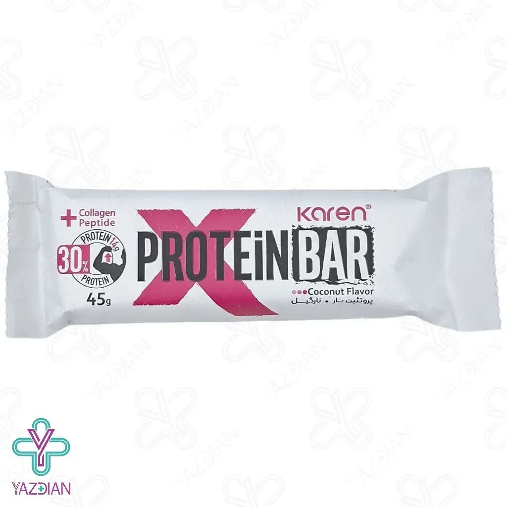 شکلات مغزدار پروتئین بار کارن طعم نارگیلی - 45 گرم