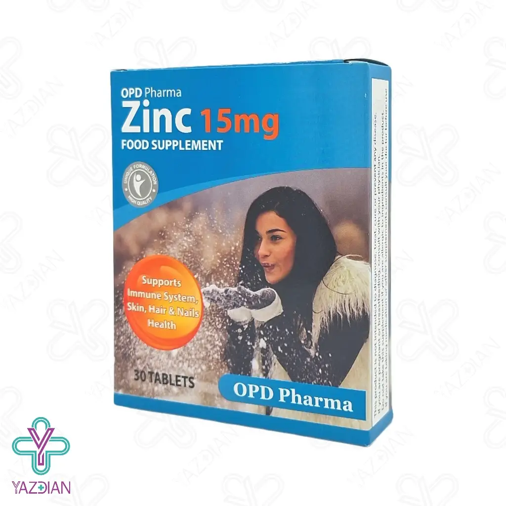قرص زینک 15 تقویت پوست و مو او پی دی فارما - 30 عددی