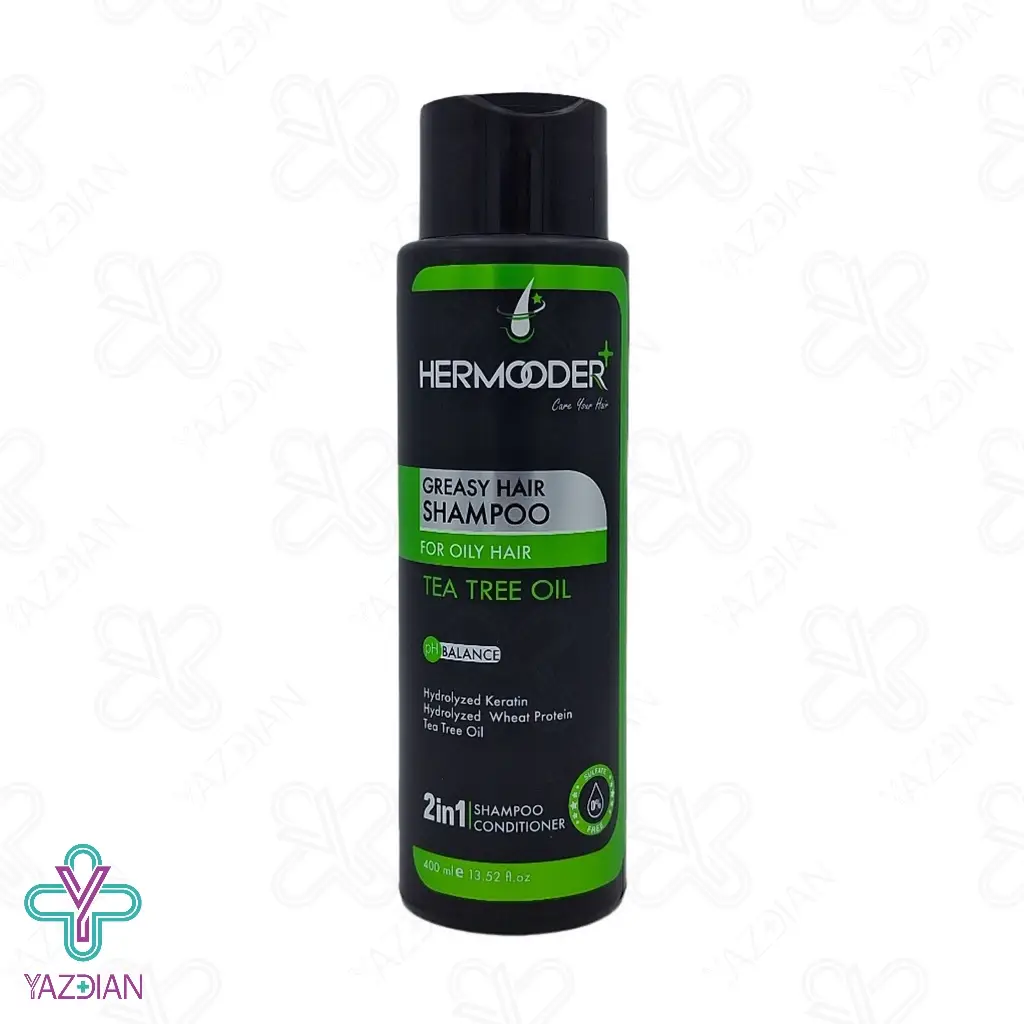 شامپو موهای چرب (tea tree) هرمودر پلاس - 400 میلی لیتر	
