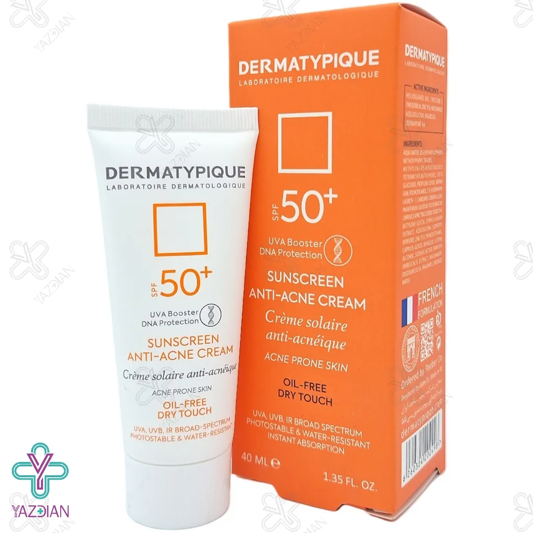 کرم ضد آفتاب SPF 50 آنتی آکنه پوست چرب و جوش دار درماتیپیک - بی رنگ