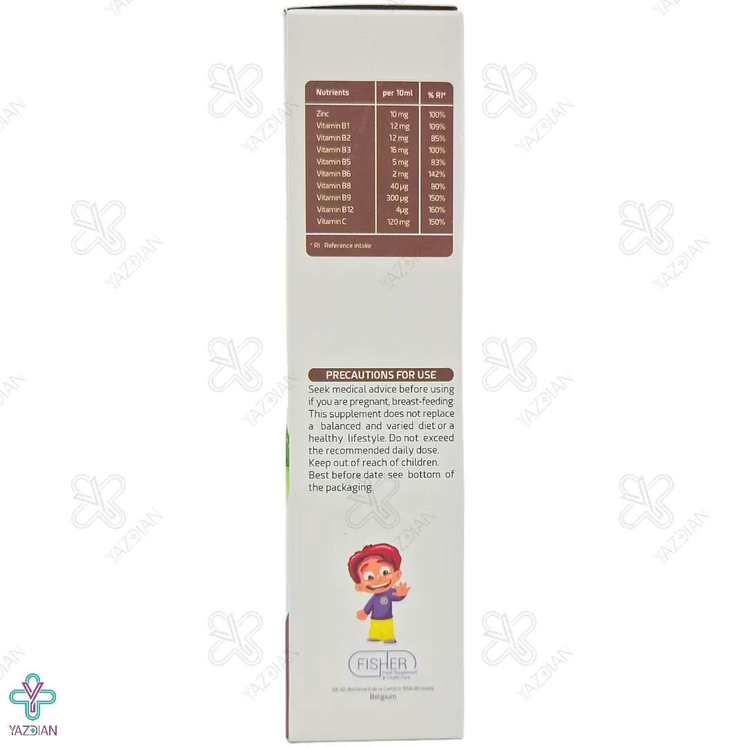 شربت زینک پلاس فیشر کیندر - 200 میلی لیتر 