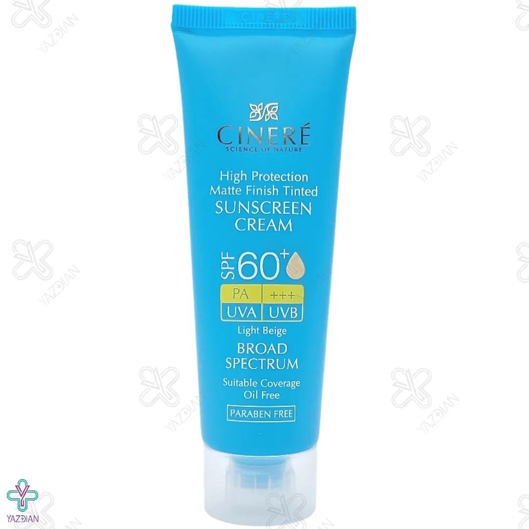 کرم ضد آفتاب رنگی SPF60 فاقد چربی سینره - بژ روشن