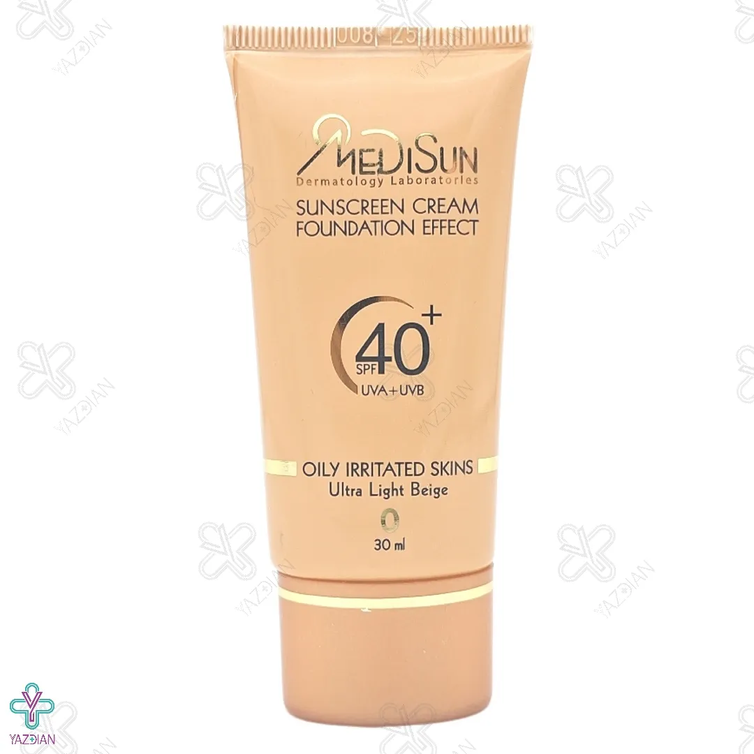 کرم ضد آفتاب SPF 40 مدیسان با پوشش کرم پودر پوست چرب و حساس - بژ خیلی روشن