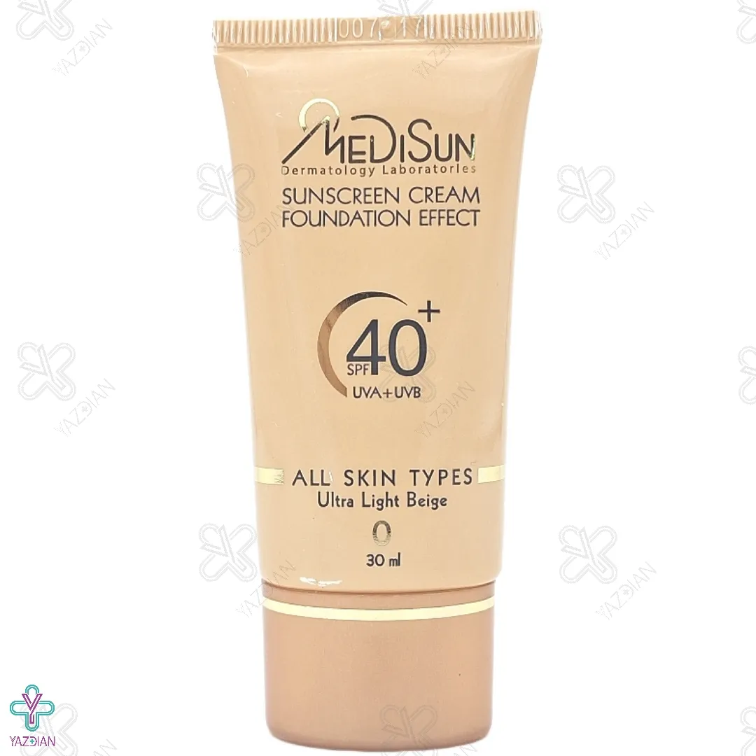 کرم ضد آفتاب SPF 40 مدیسان با پوشش کرم پودر مناسب انواع پوست - بژ خیلی روشن 
