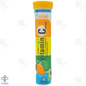 قرص ویتامین ث جوشان 500 هلثی مین با طعم انبه - 20 عددی