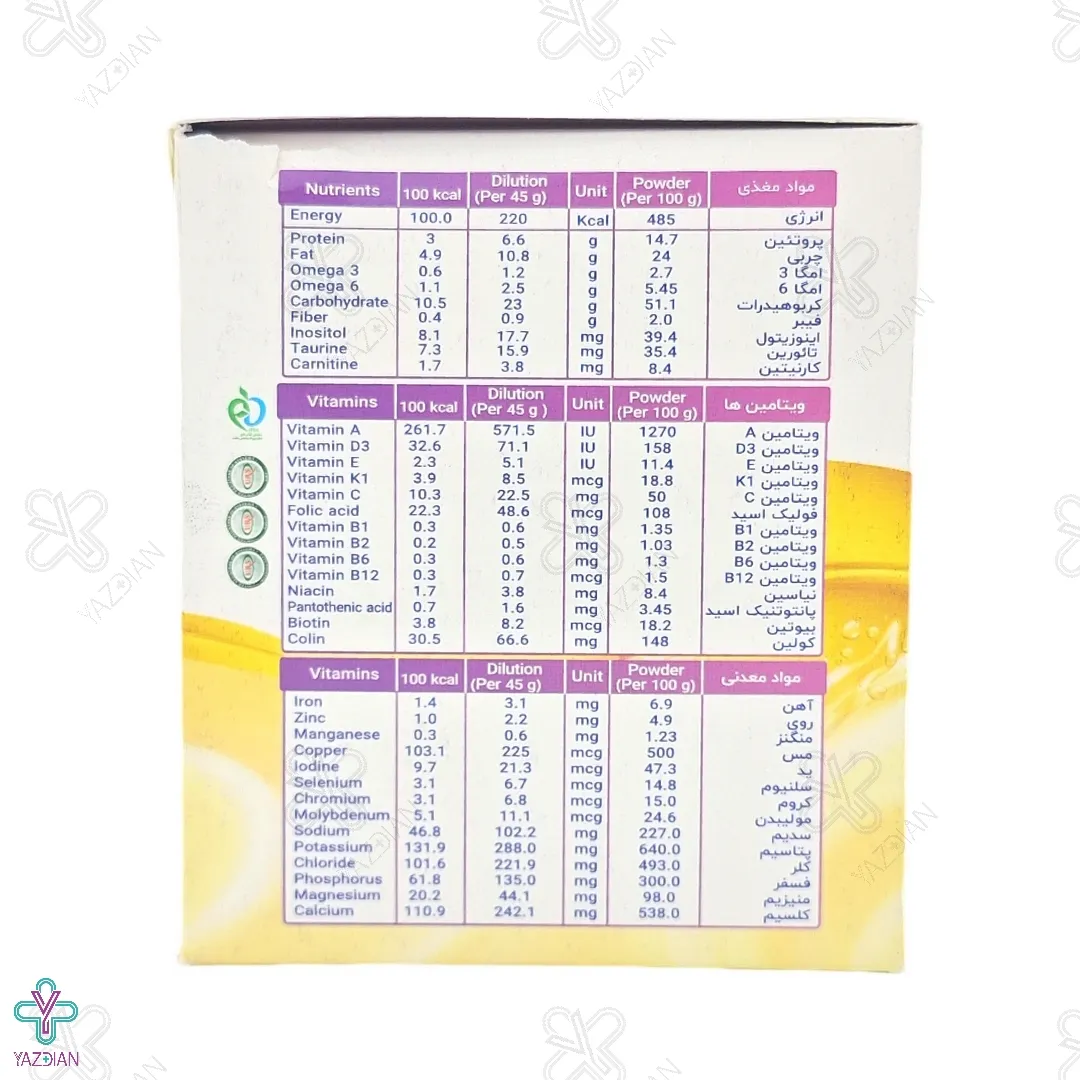 پودر فست میل پدیاتریکس کودکان وانیل اسمارت نوتریشن - 8 ساشه 45 گرمی