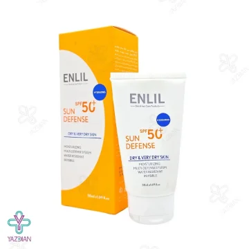 کرم ضد آفتاب SPF50 سان دیفنس انلیل مناسب پوست خشک - بی رنگ