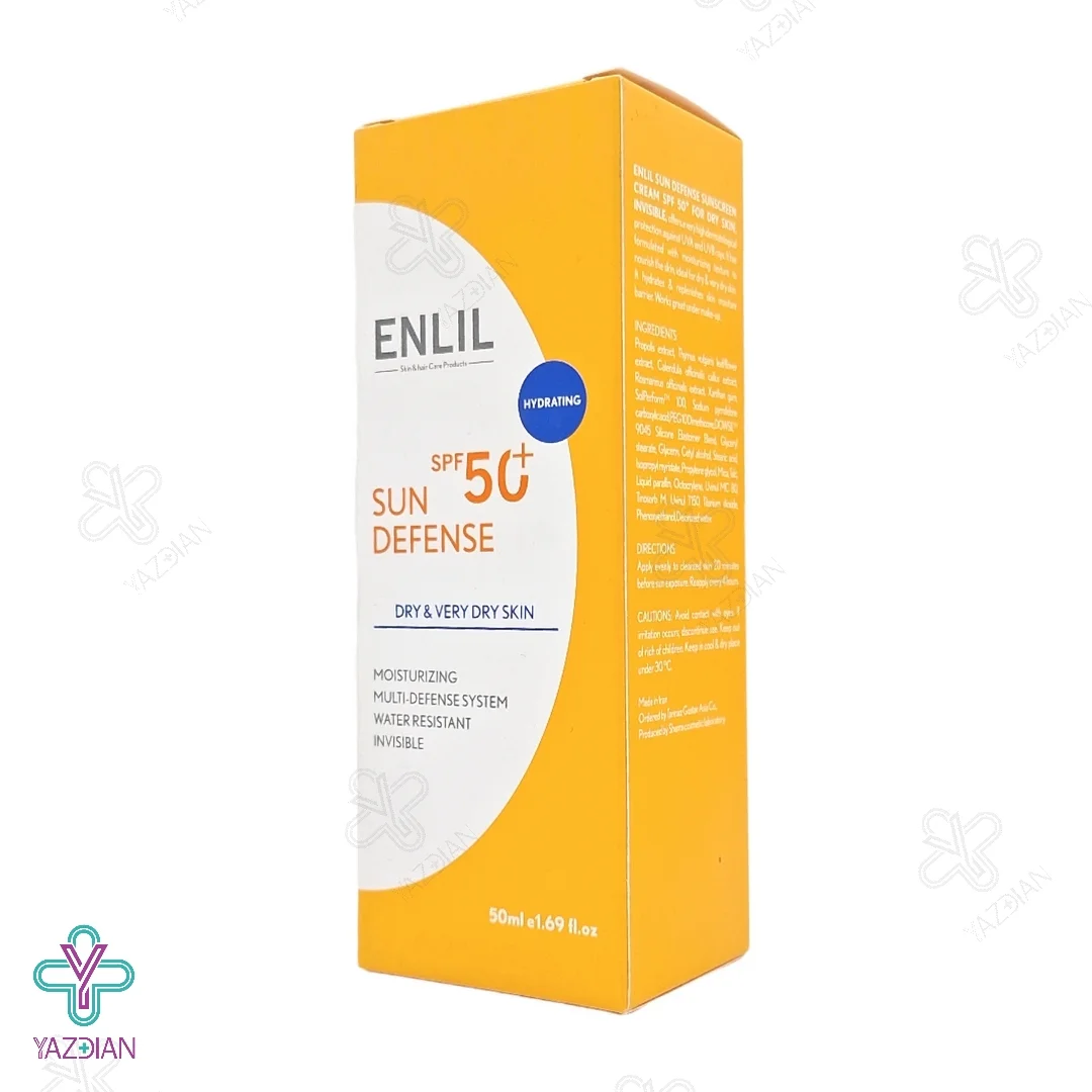 کرم ضد آفتاب SPF50 سان دیفنس انلیل مناسب پوست خشک - بی رنگ