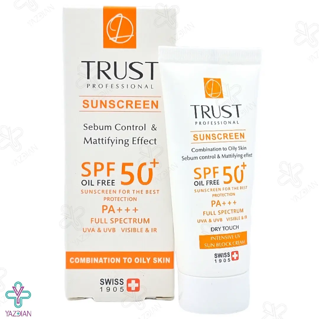 کرم ضد آفتاب SPF 50 تراست پوست چرب و مختلط - بی رنگ