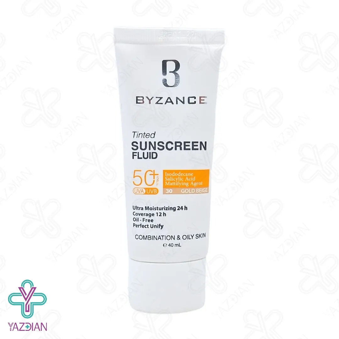 فلوئید ضد آفتاب SPF50 پوست چرب بیزانس – بژ طلایی