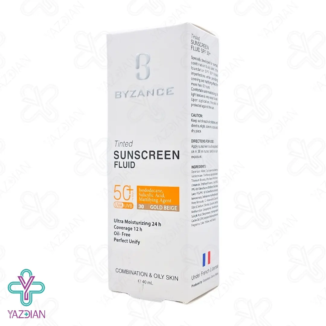 فلوئید ضد آفتاب SPF50 پوست چرب بیزانس – بژ طلایی