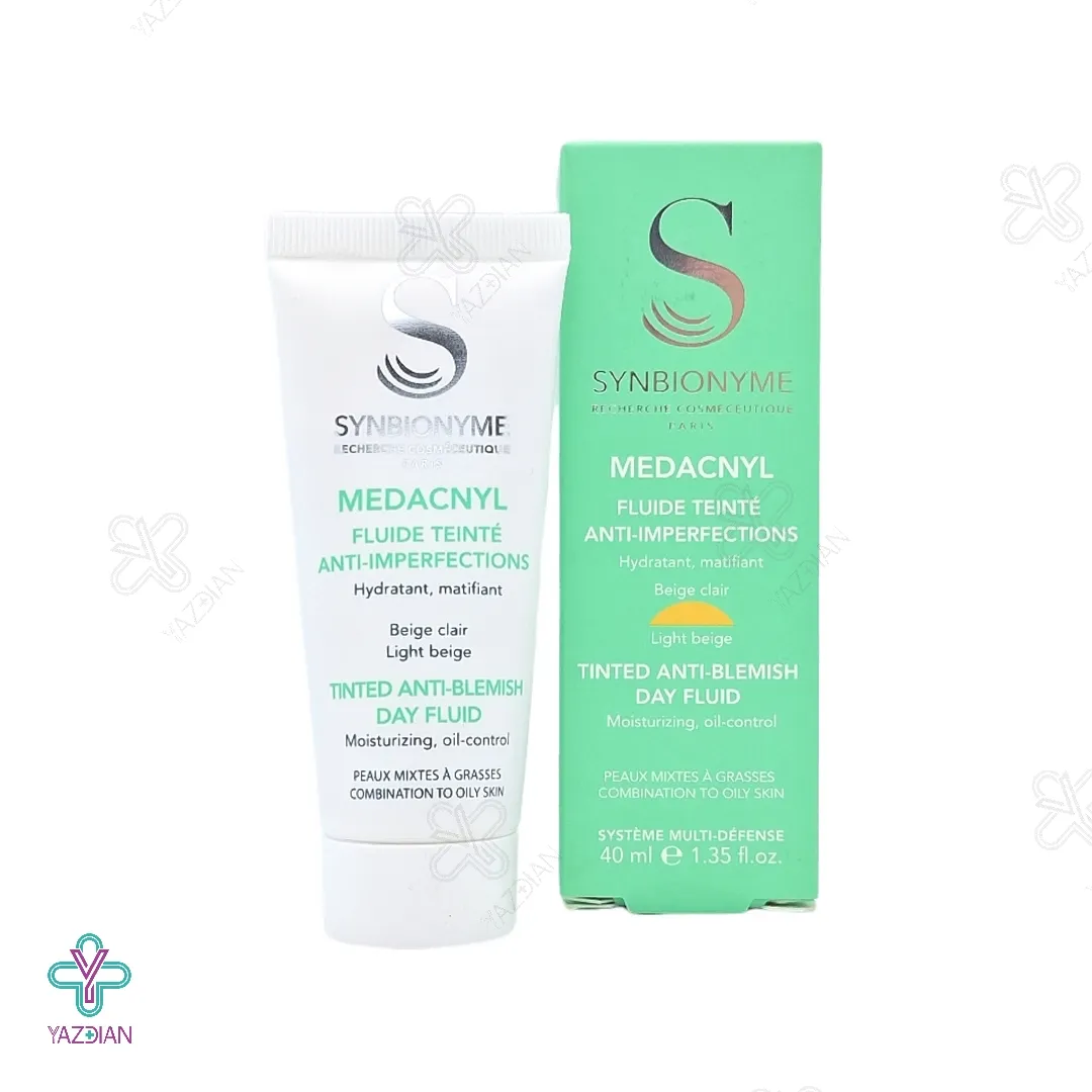 فلوئید آنتی آکنه رنگی (بژ روشن) مداکنیل سین بیونیم مناسب پوست چرب و آکنه ای - 40 میلی لیتر 