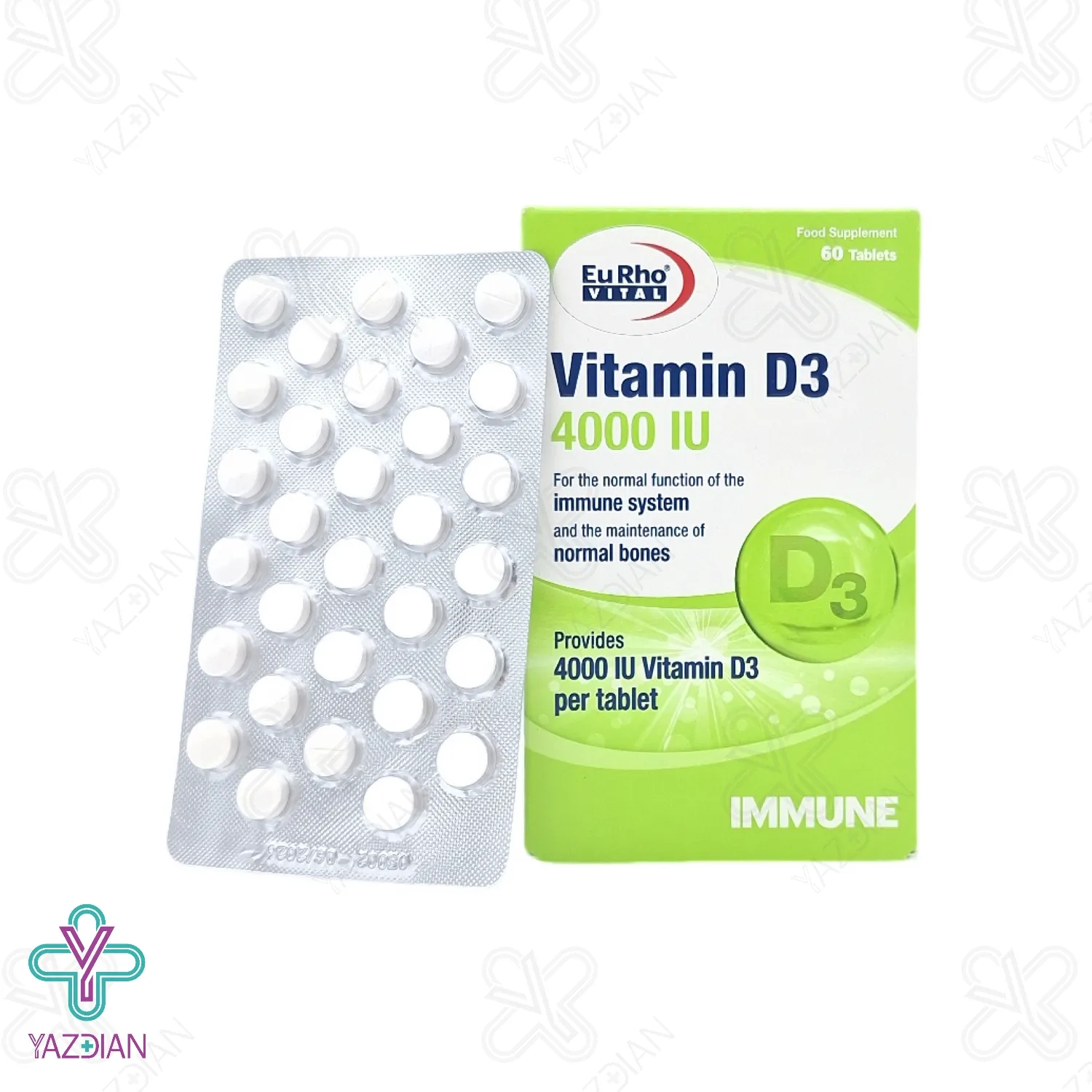 قرص ویتامین د3 4000 یوروویتال – 60 عددی	