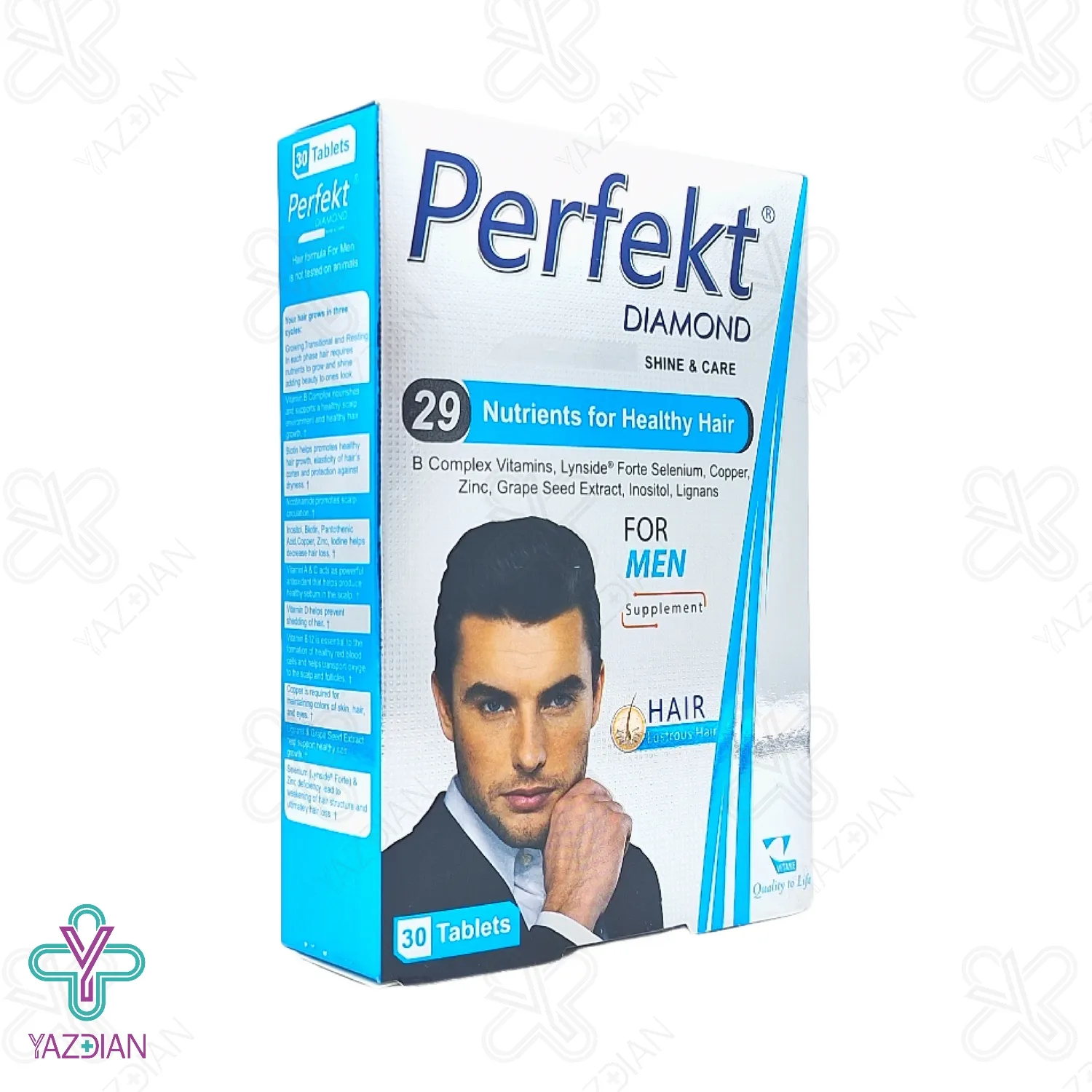 قرص تقویت مو آقایان پرفکت دایموند ویتان - 30 عددی	