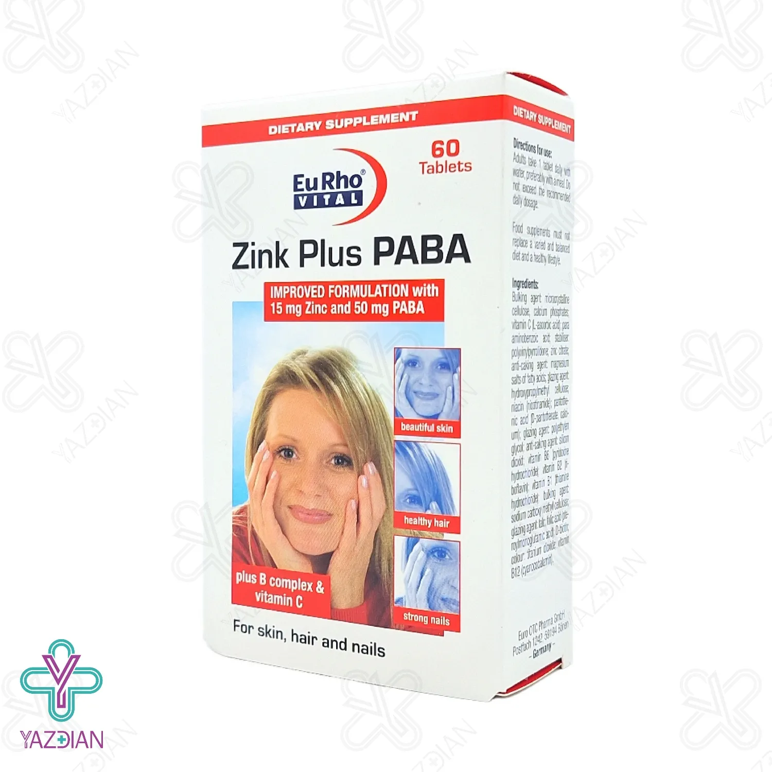 قرص زینک پلاس بکمپلکس و پابا یوروویتال - 60 عددی