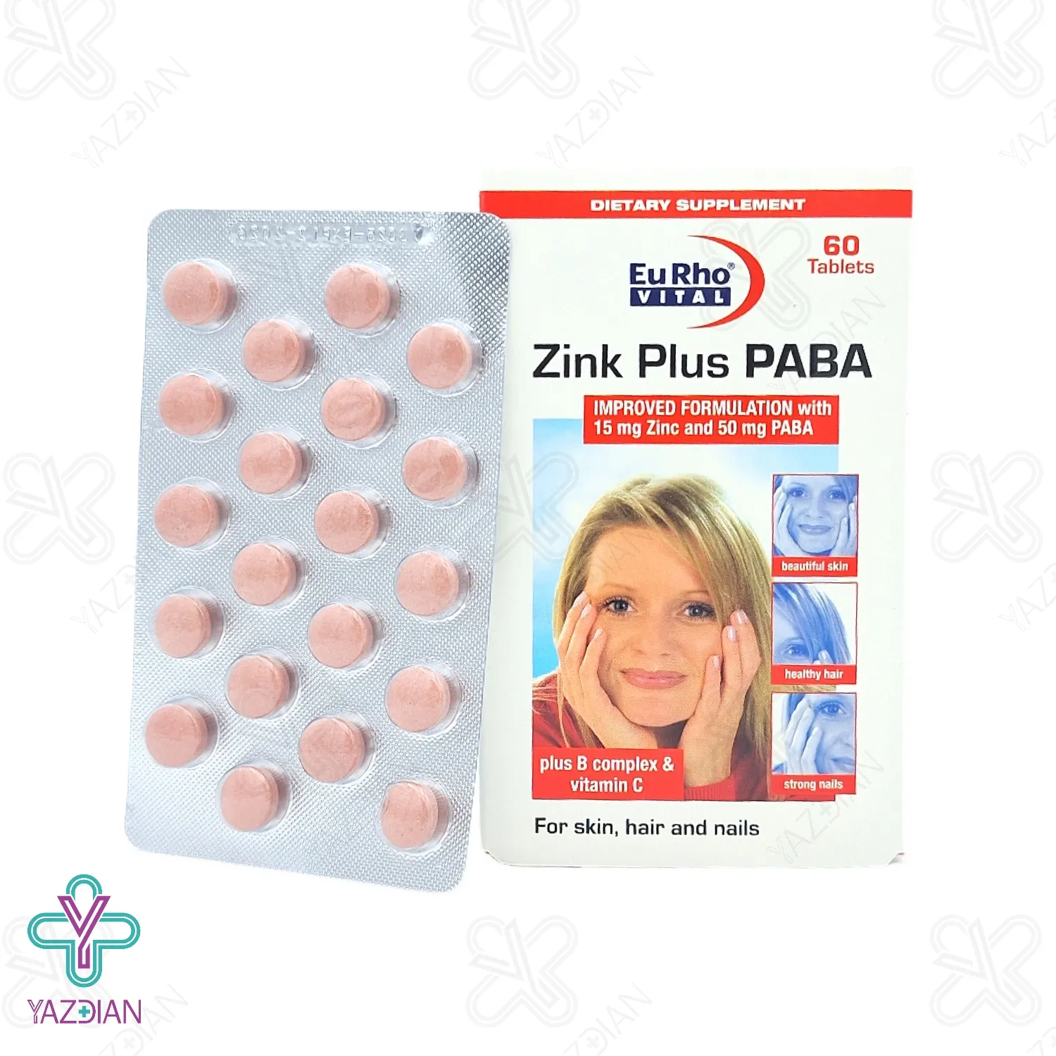 قرص زینک پلاس بکمپلکس و پابا یوروویتال - 60 عددی