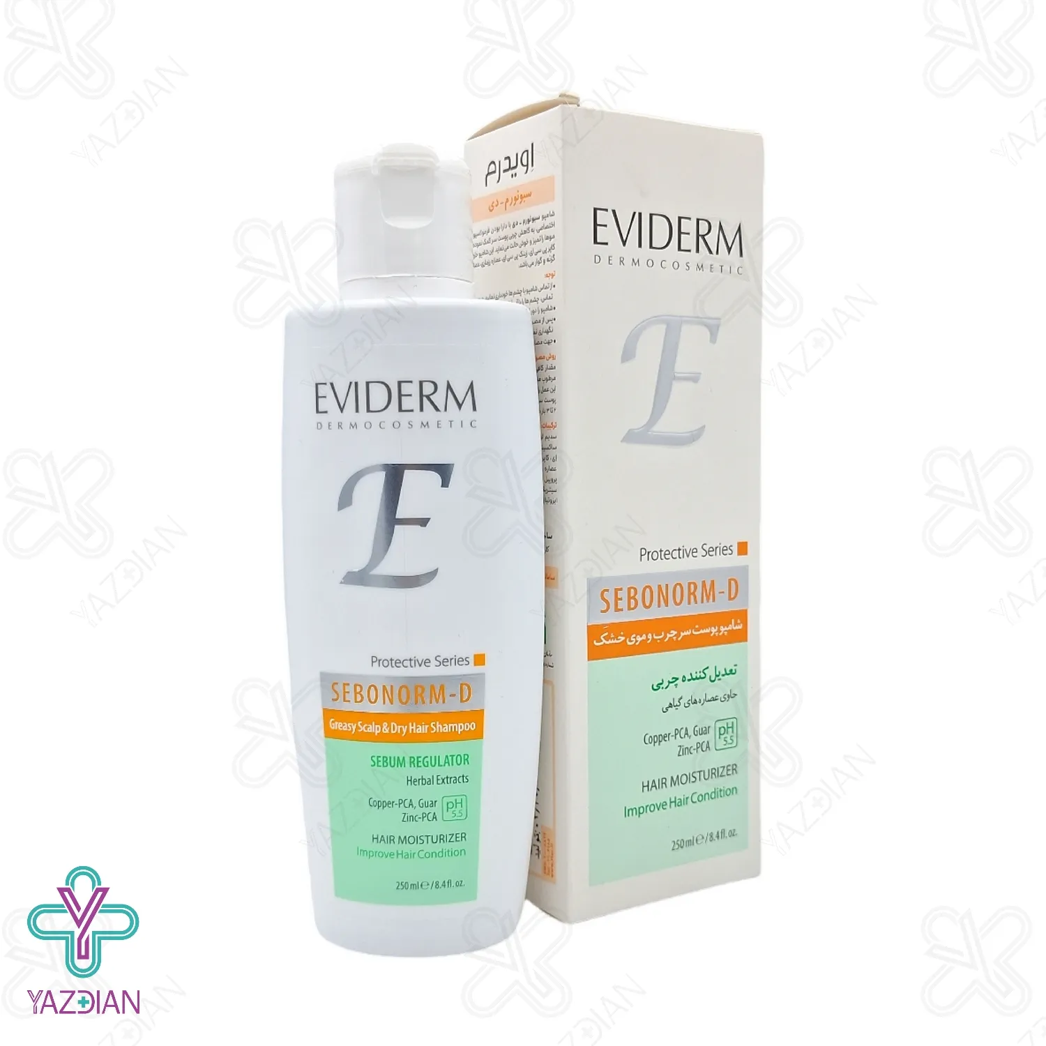 شامپو متعادل کننده چربی موی خشک و کف سر چرب سبونورم دی اویدرم - 250 میلی لیتر	