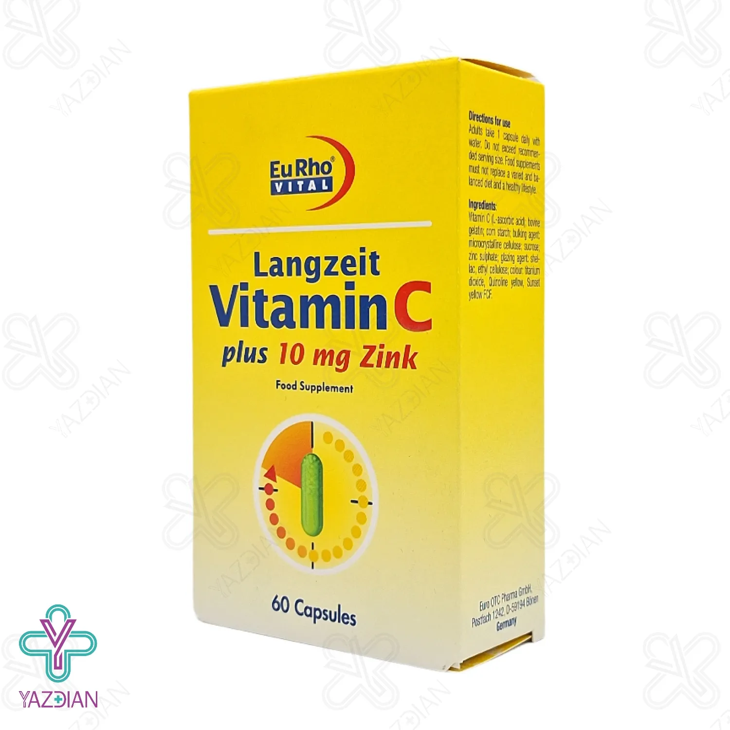 کپسول زینک 10 ویتامین ث یوروویتال - 60 عددی	