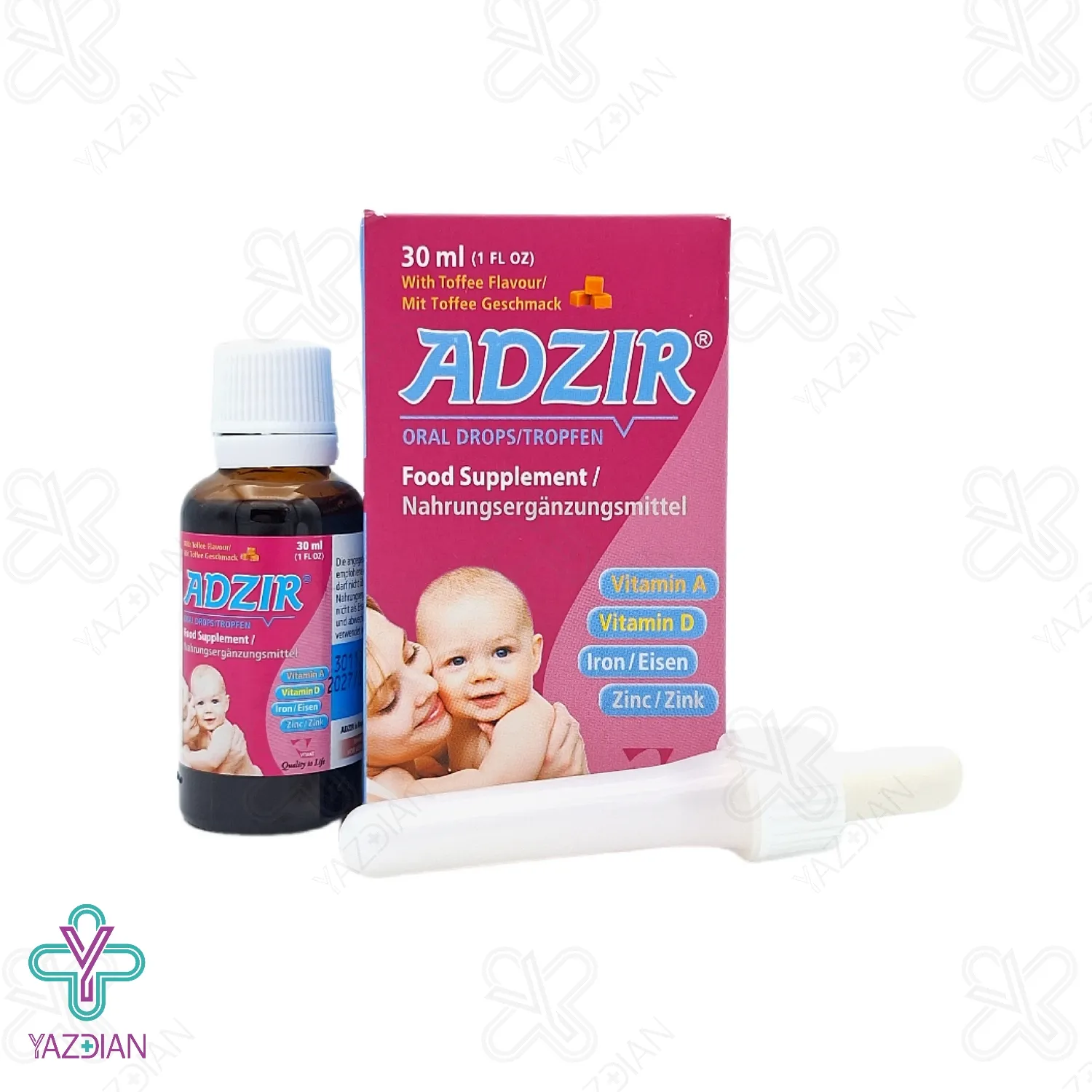 قطره تقویت کننده ویتامین آد همراه آهن ادزیر ویتان - 30 میلی لیتر	