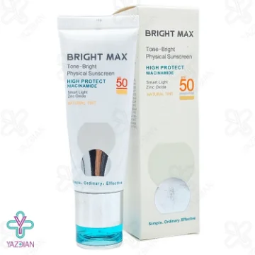 کرم ضد آفتاب SPF50 فیزیکال برایت مکس – بژ طبیعی	