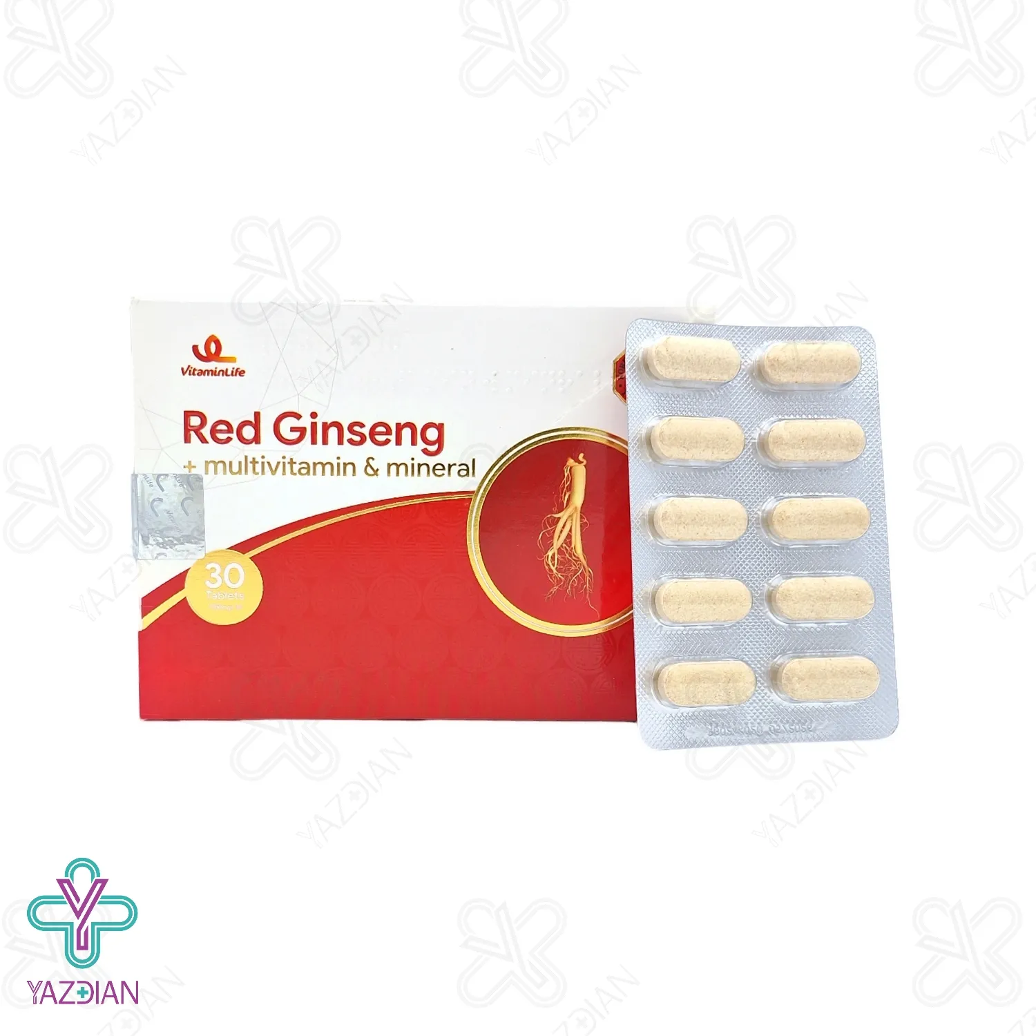 قرص رد جینسینگ پاور مولتی ویتامین مینرال سام آرین - 30 عددی	