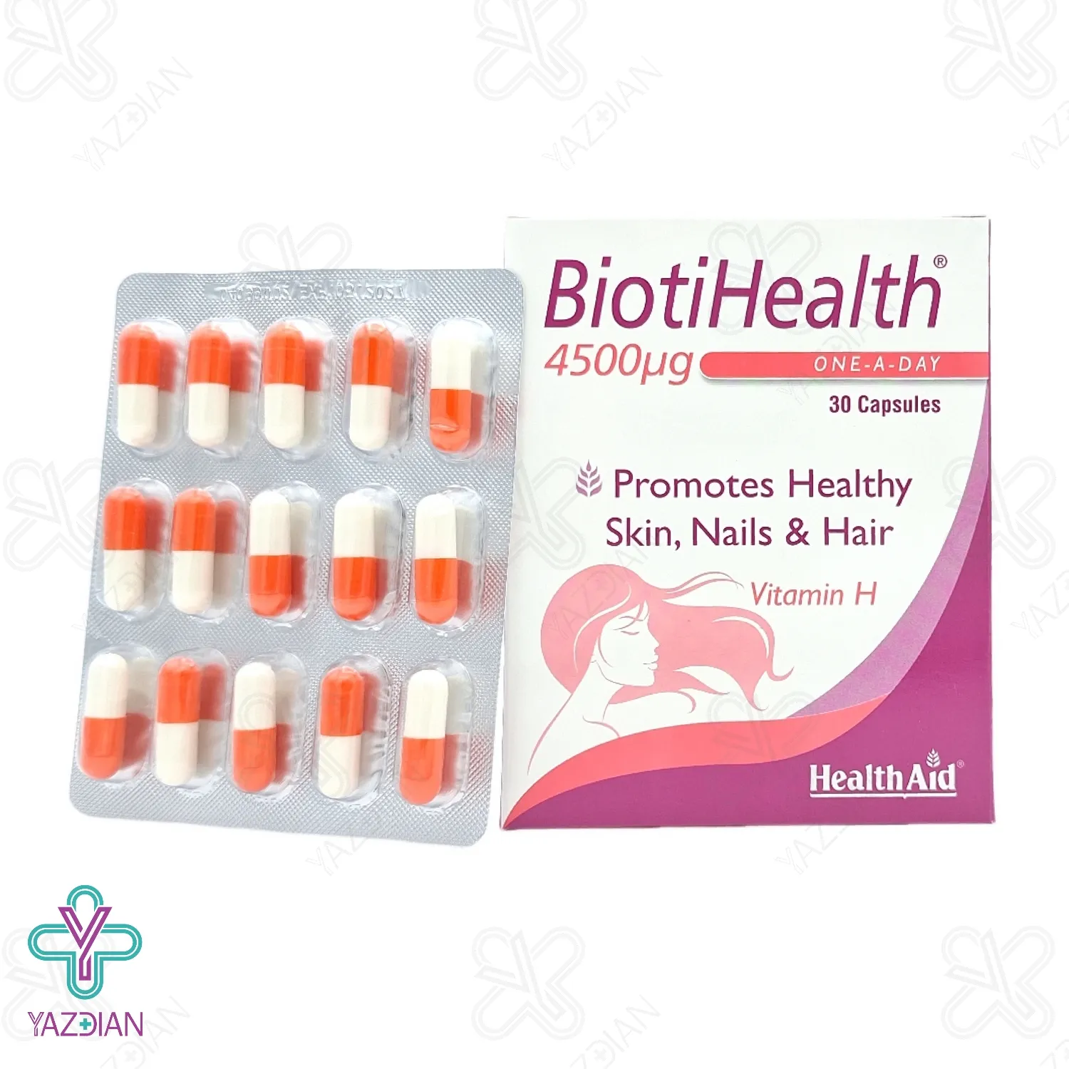 کپسول بیوتین بیوتی هلث 4500 میکروگرم هلث اید – 30 عددی	
