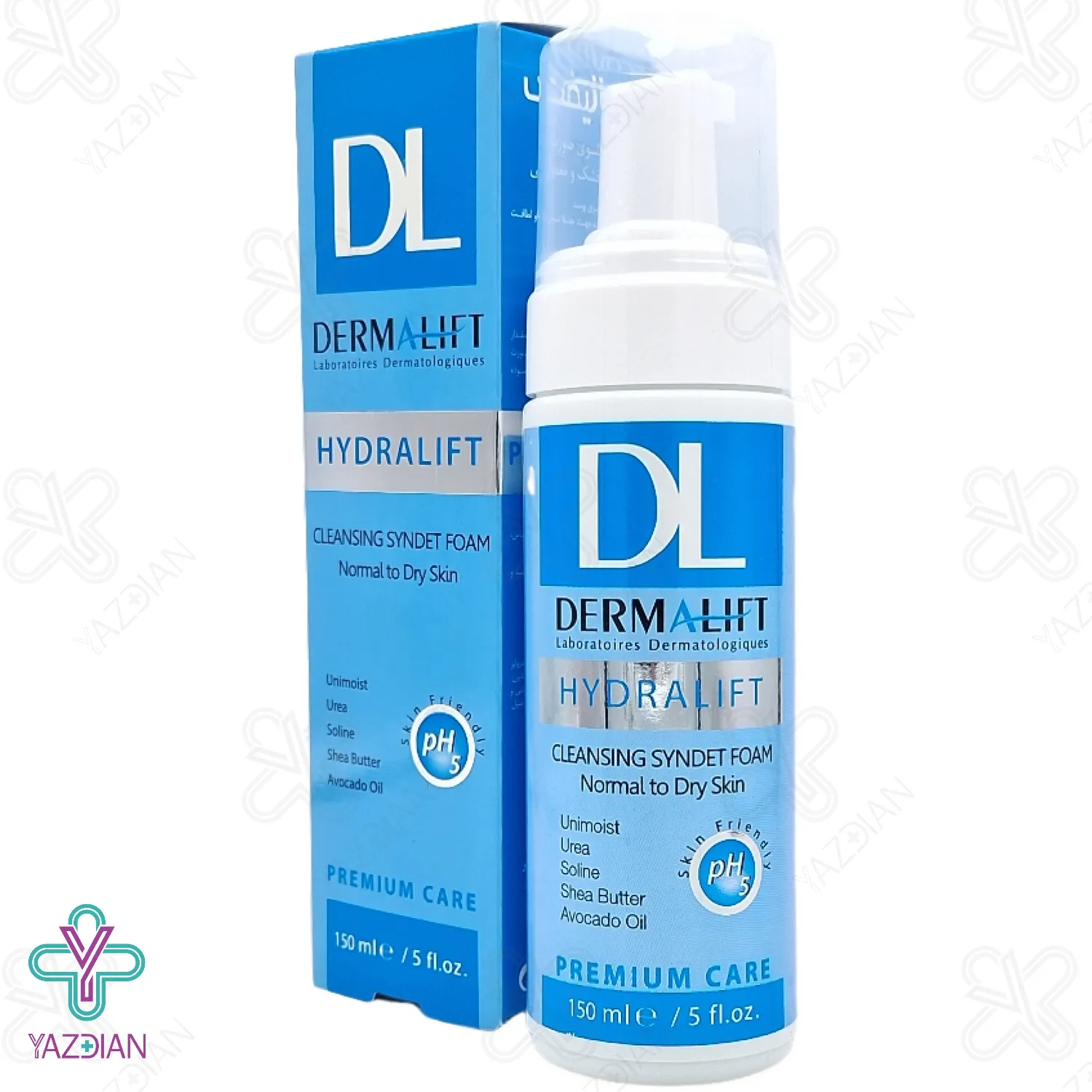 فـوم شستشـوی صورت پوست های خشک هیدرالیفت درمالیفت - 150 میلی لیتر	