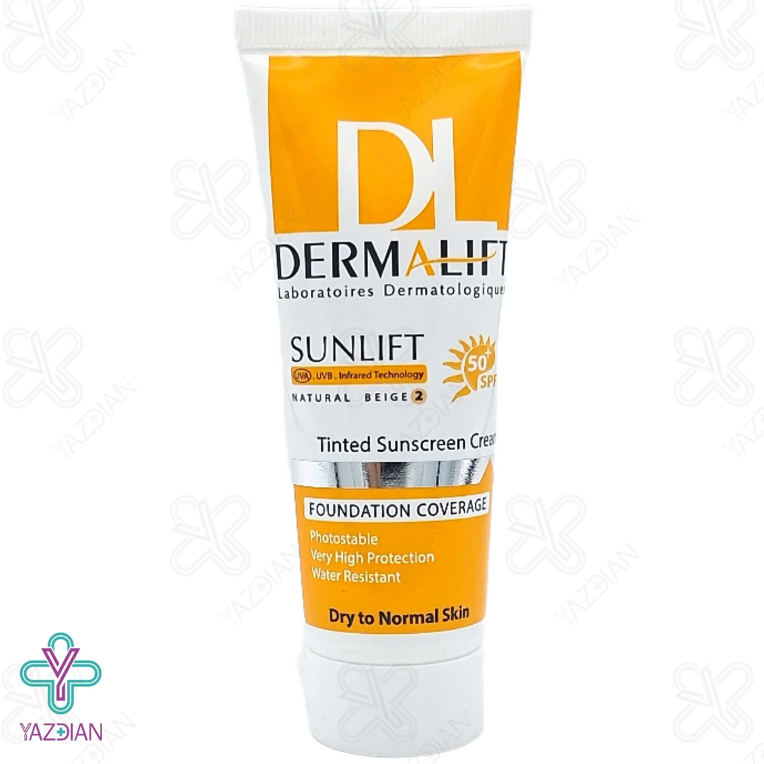 کرم ضد آفتاب SPF50 پوست خشک درمالیفت - بژ طبیعی	