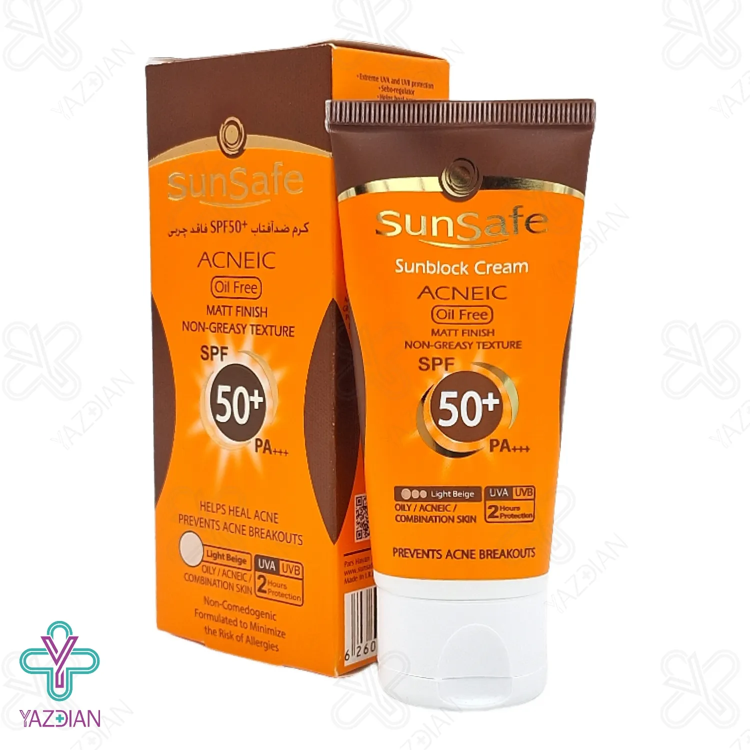 کرم ضد آفتاب SPF 50 فاقد چربی سان سیف - بژ روشن	