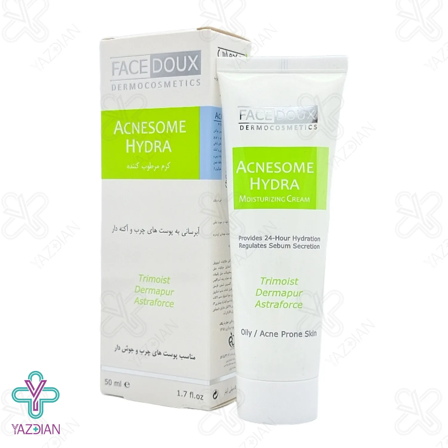 کرم آبرسان و مرطوب کننده پوست چرب آکنه زوم هیدرا فیس دوکس - 50 میلی لیتر	