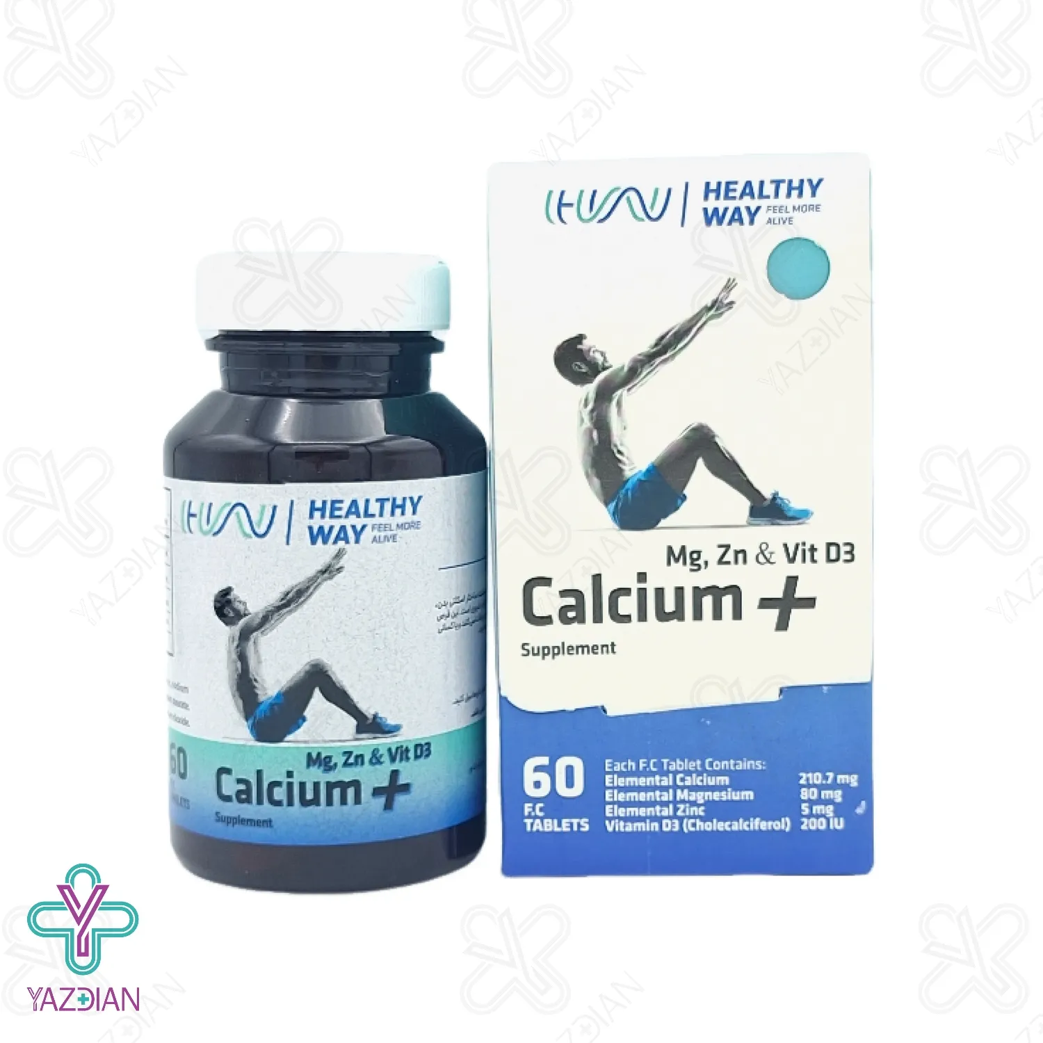 قرص کلسیم منیزیم زینک هلثی وی ابوریحان - 60 عددی	