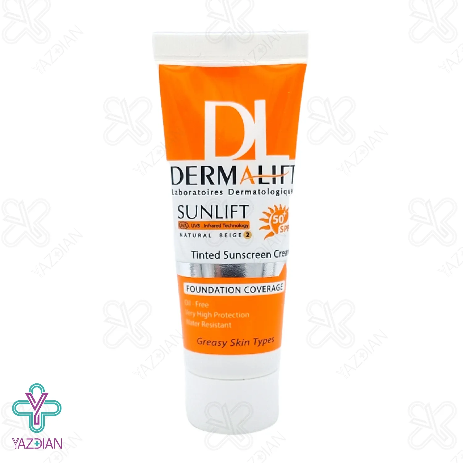 کرم ضد آفتاب رنگی SPF 50 پوست چرب درمالیفت - بژ طبیعی	