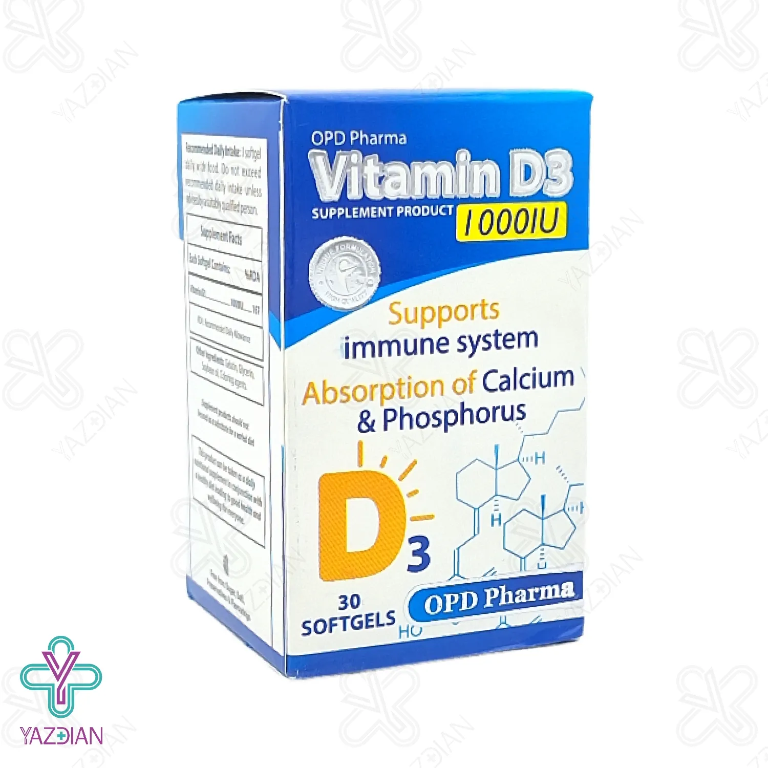 سافت ژل ویتامین د3 1000 او پی دی فارما - 30 عددی	