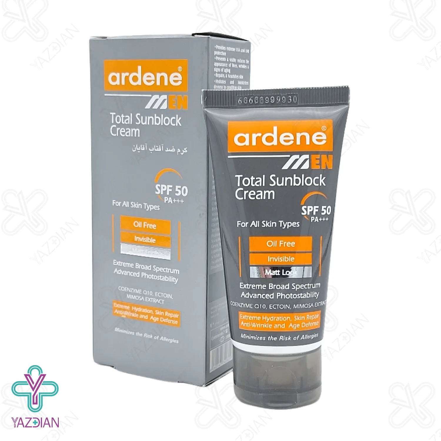 کرم ضد آفتاب آقایان فاقد چربی SPF 50 آردن- بی رنگ	