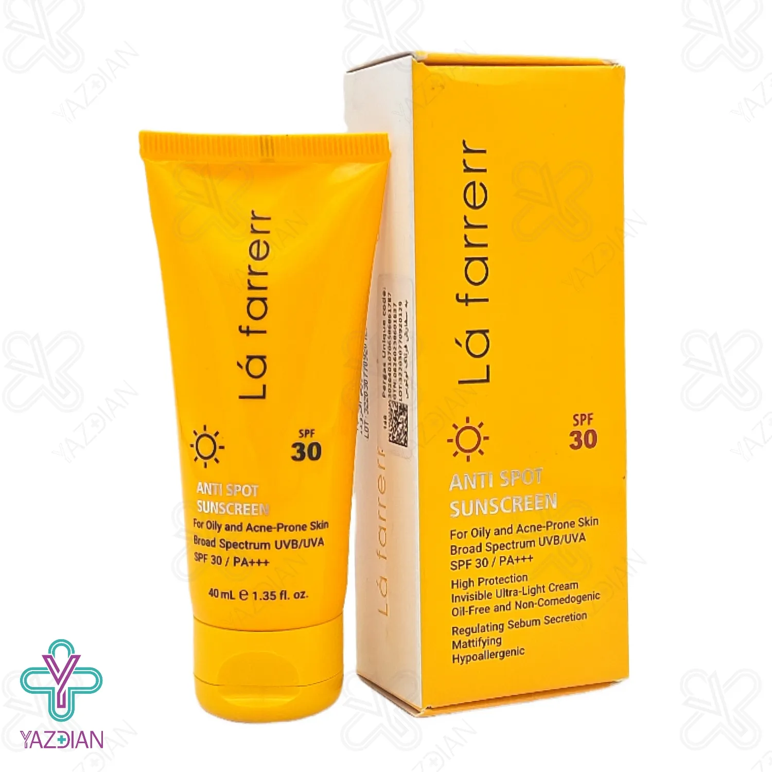 کرم ضد آفتاب و ضد لک SPF 30 لافارر پوست چرب - بی رنگ	