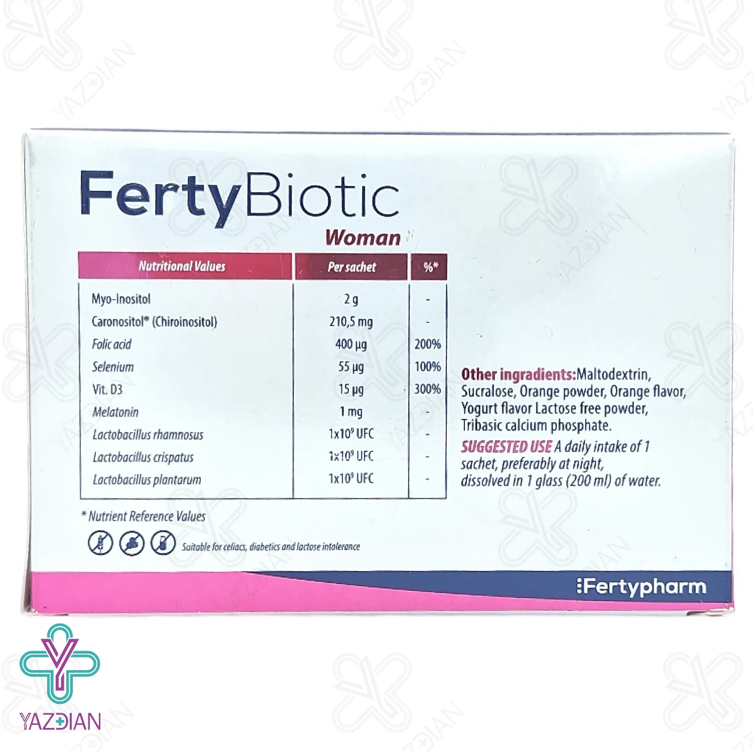 پودر فرتی بیوتیک وومن تقویت باروری بانوان فرتی فارم - 30 عددی	