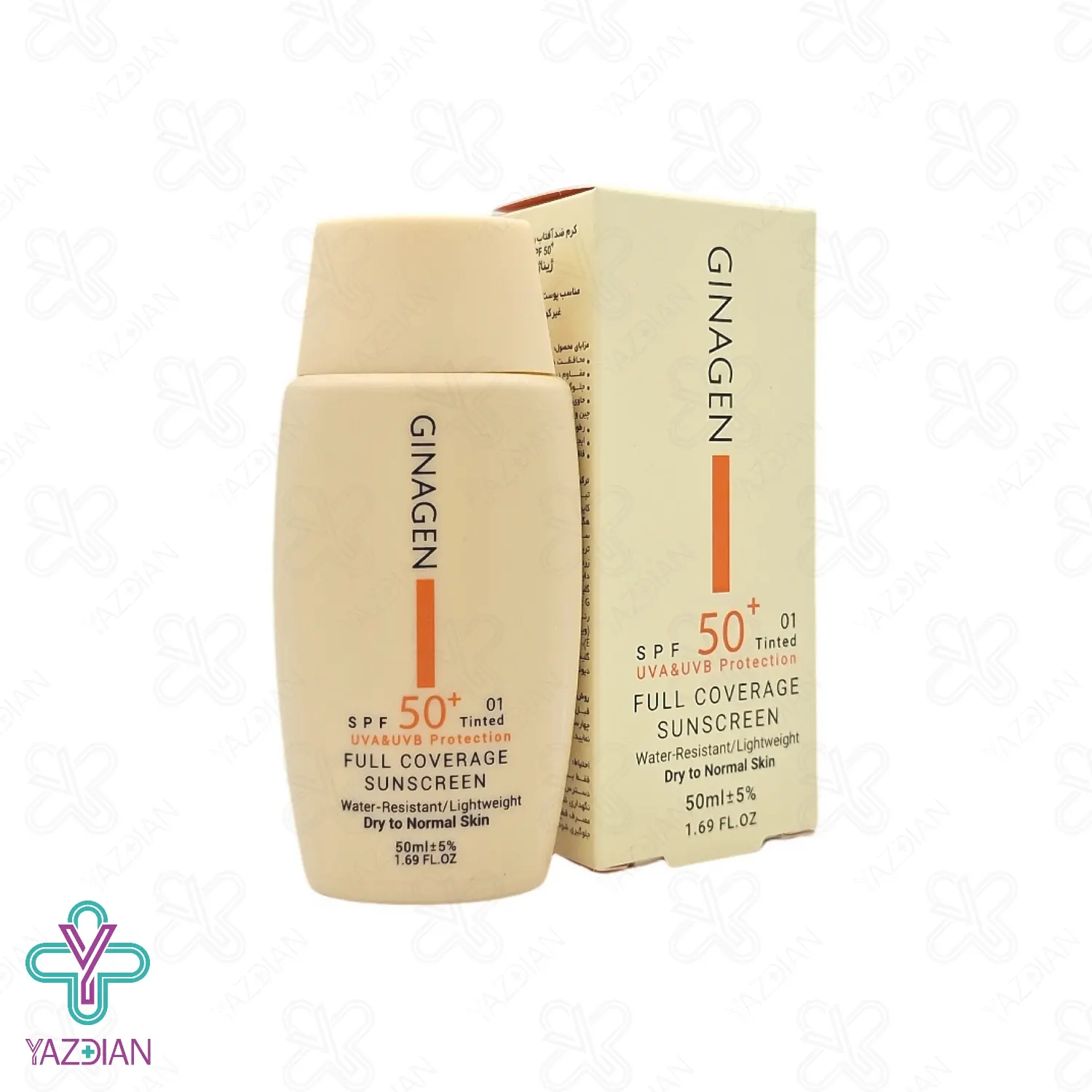 کرم ضد آفتاب SPF 50 پوست خشک ژیناژن - رنگی 01	