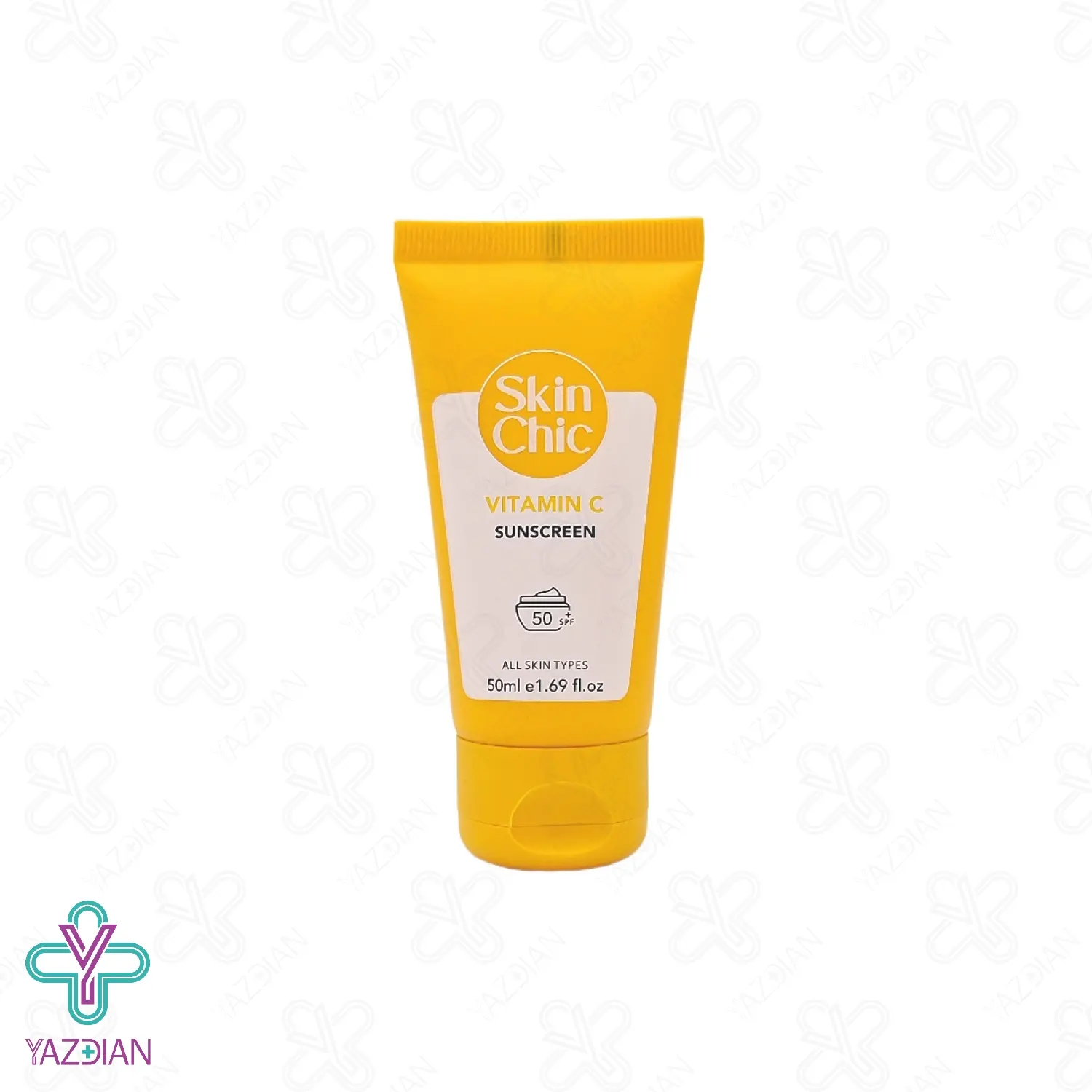 کرم ضد آفتاب SPF50 مرطوب کننده و روشن کننده اسکین شیک حاوی ویتامین ث – بی رنگ	