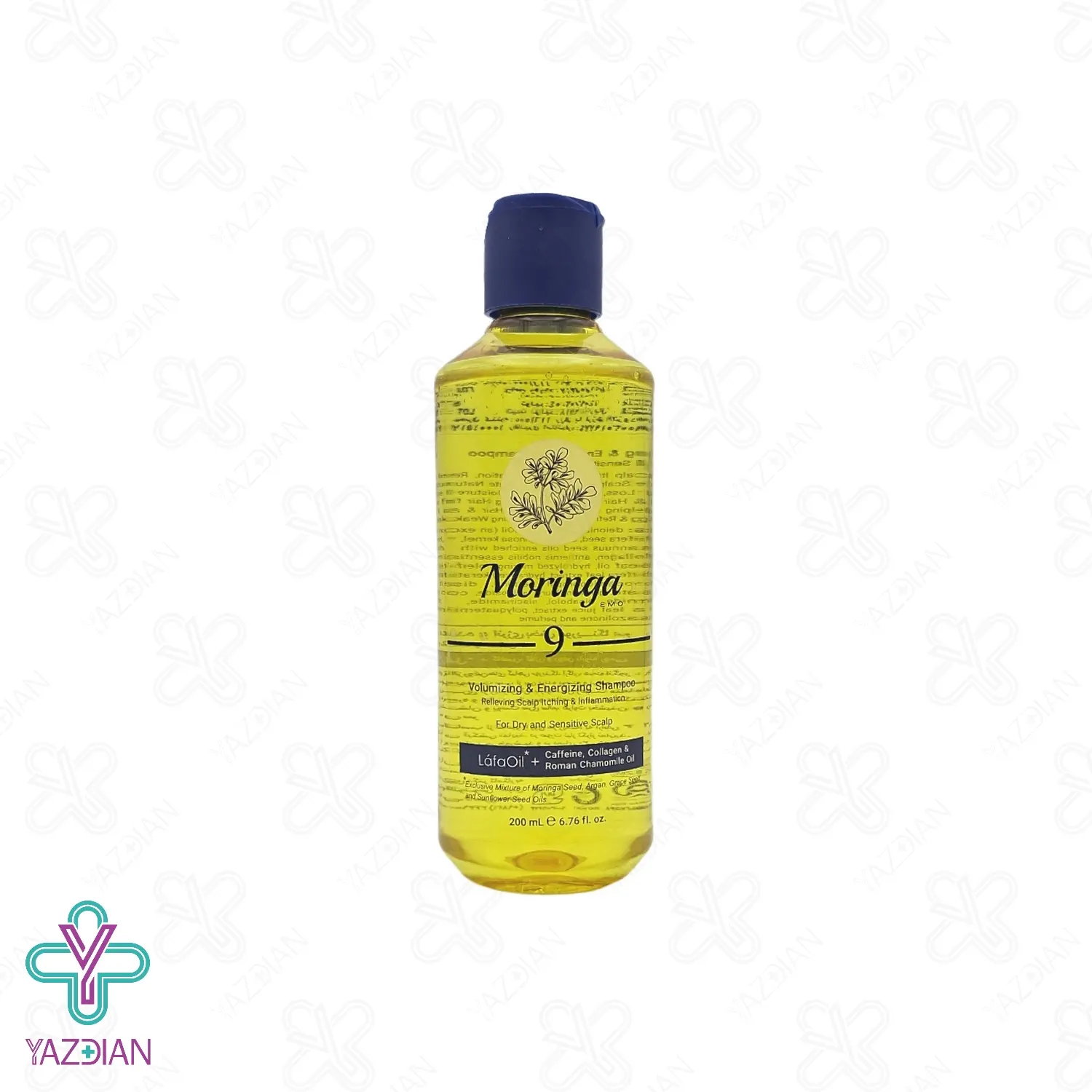 شامپو حجم دهنده و انرژی بخش موهای خشک وحساس مورینگا - 200 میلی لیتر	