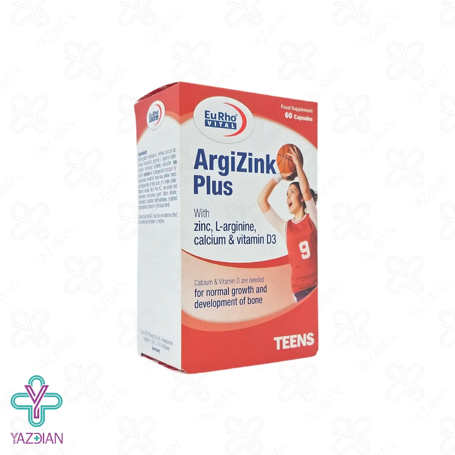 کپسول سیستم ایمنی و تقویت استخوان آرژی زینک پلاس یوروویتال - 60 عددی	