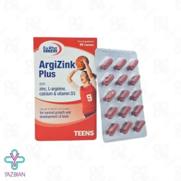 کپسول سیستم ایمنی و تقویت استخوان آرژی زینک پلاس یوروویتال - 60 عددی	