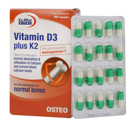 کپسول ویتامین د3 پلاس کا2 یوروویتال - 60 عددی