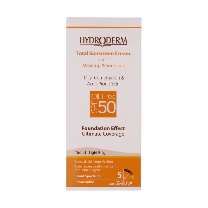 تصویر  کرم ضد آفتاب SPF 50 فاقد چربی هیدرودرم - بژ روشن