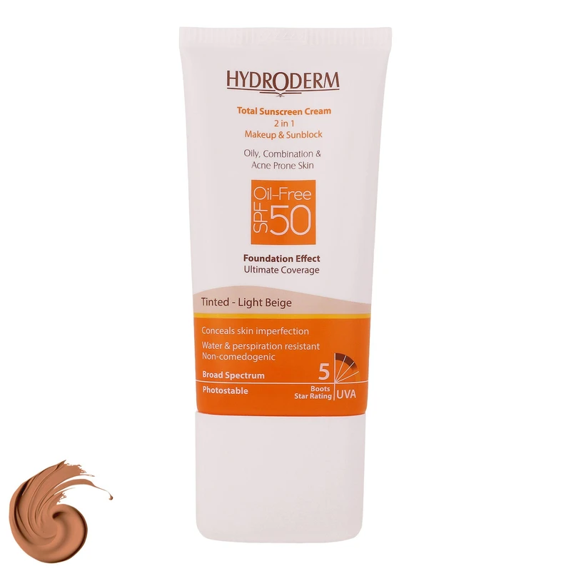 تصویر  کرم ضد آفتاب SPF 50 فاقد چربی هیدرودرم - بژ روشن