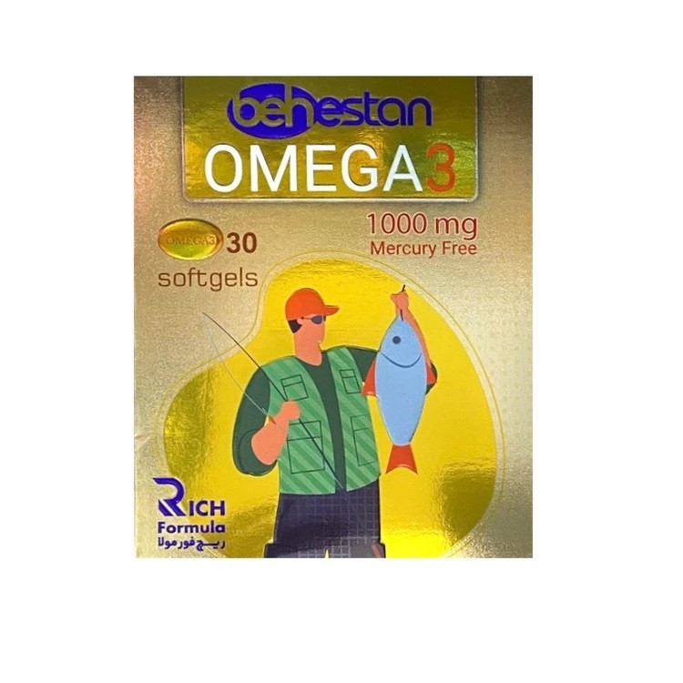 تصویر  سافت ژل امگا3 1000 بهستان - 30 عددی